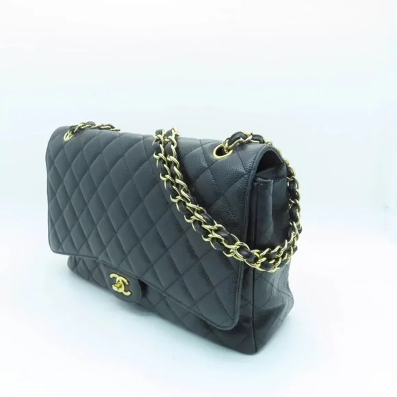 💎✨ BEAUTIFUL ✨💎 XL CHANEL CAVIAR SINGLE FLAP GOLD HARDWARE JUMBO - Picture 6 of 16